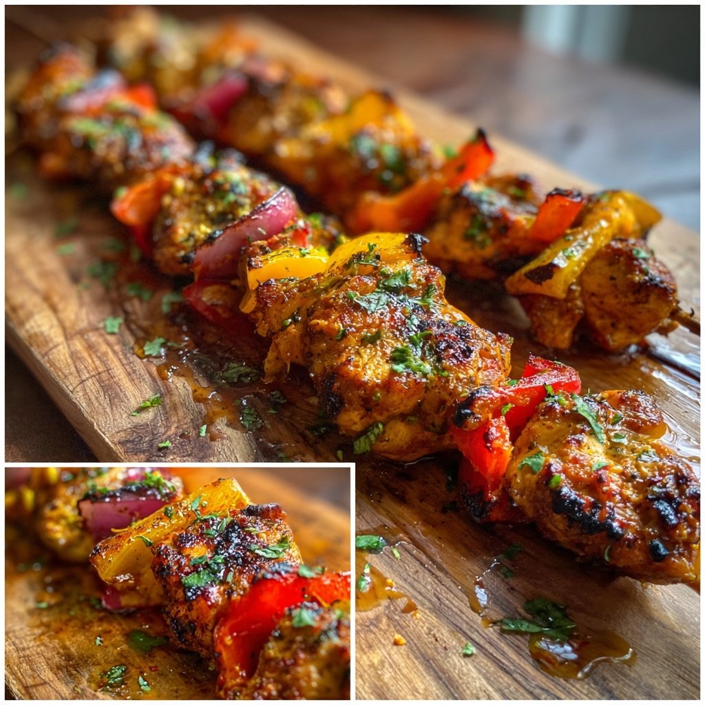 Gegrillte Hähnchenspieße Mit Paprika