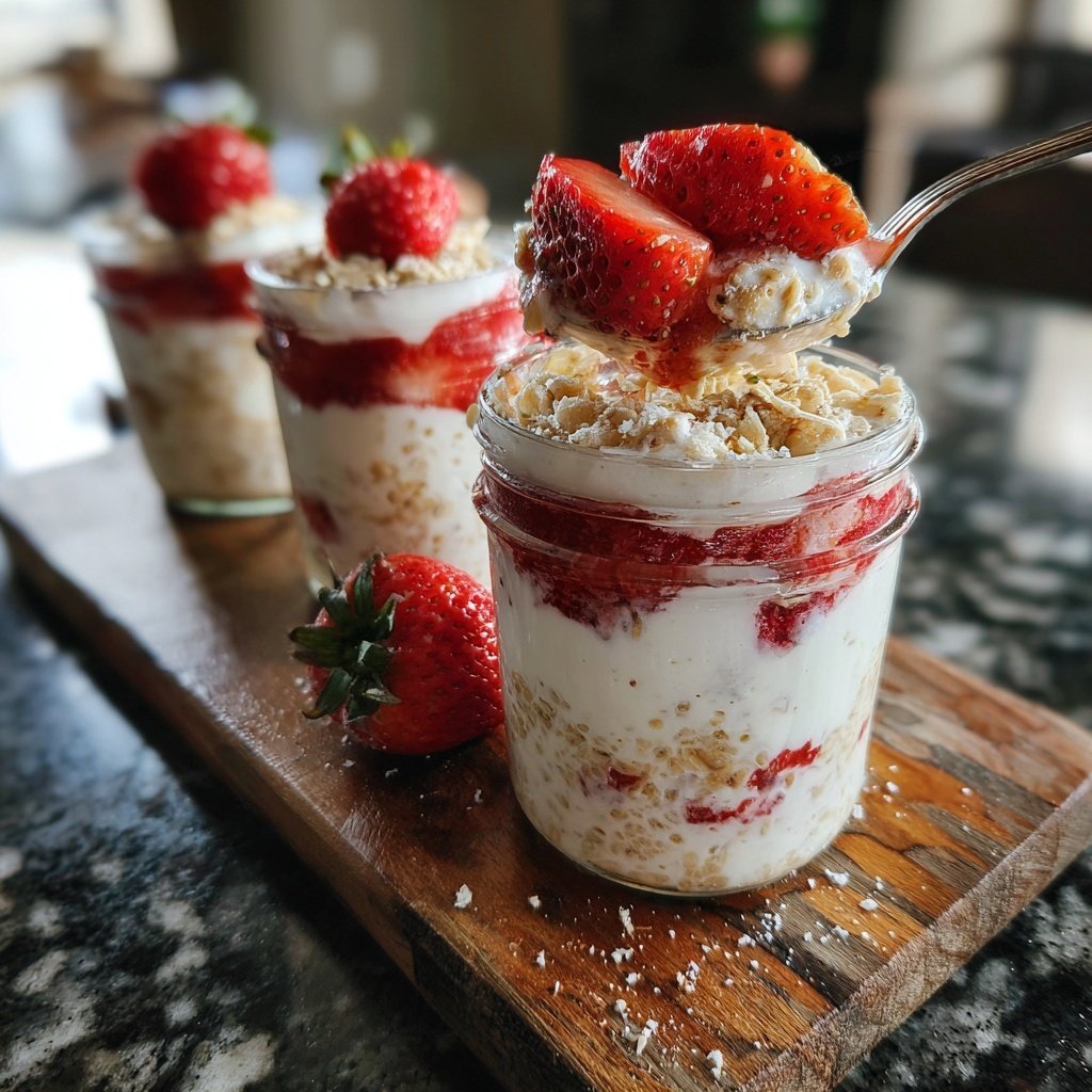 Erdbeer-Kuchen Overnight Oats