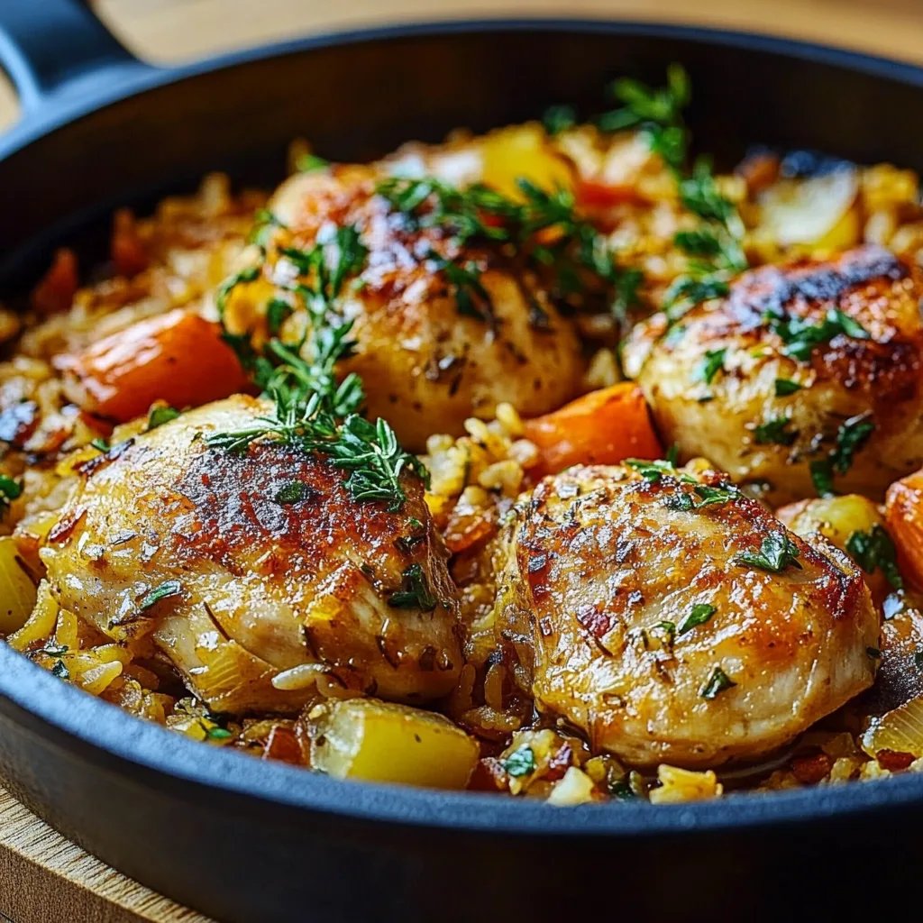 Ein-Topf-Hähnchen und Reis