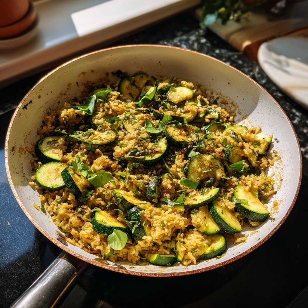 Kalorienarme Pfanne Mit Zucchini Und Reis