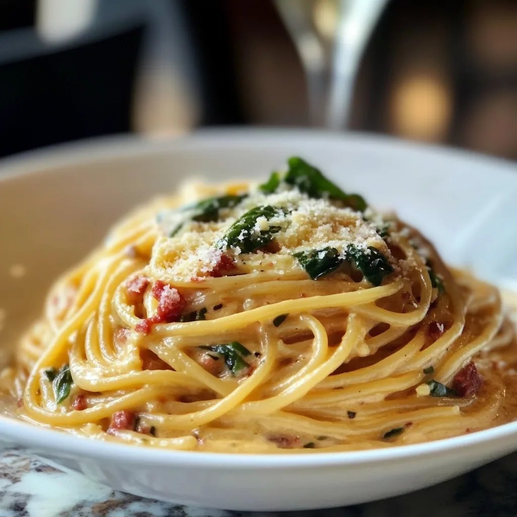 Spaghetti mit Spinat Frischkäse-Sauce